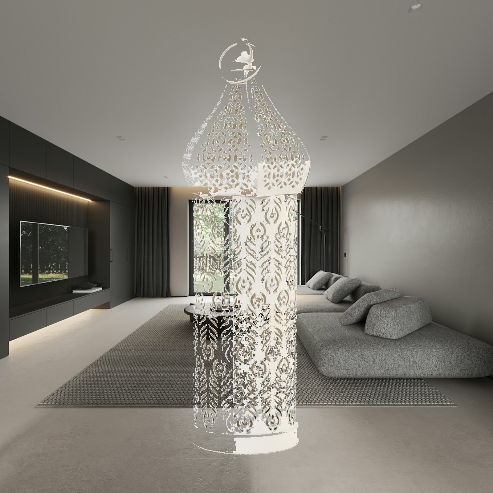 Candle Holder Decor - Biały, żeliwny, marokański świecznik w kształcie