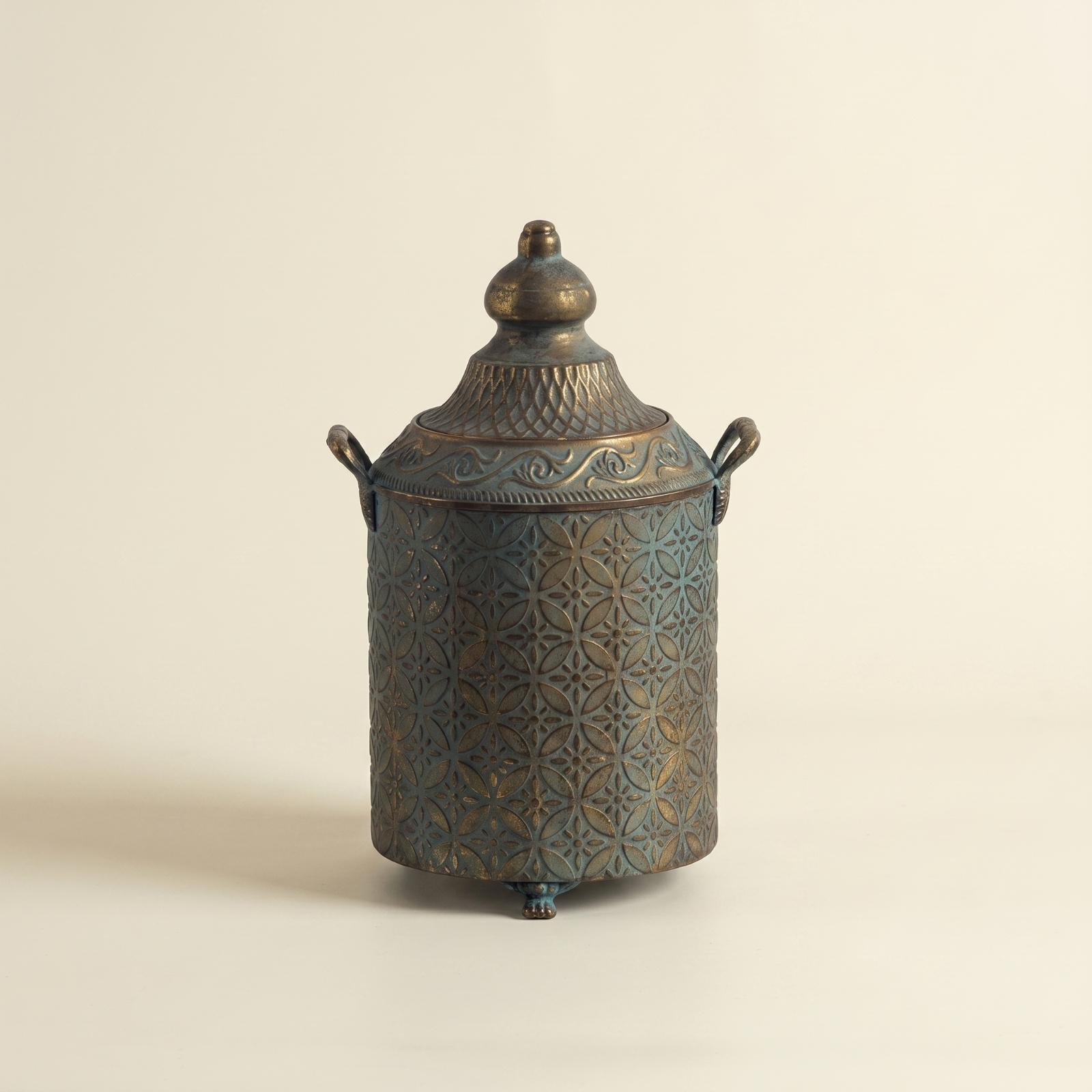 Vase Decor - Metalowy wazon dekoracyjny z patyną, duży,