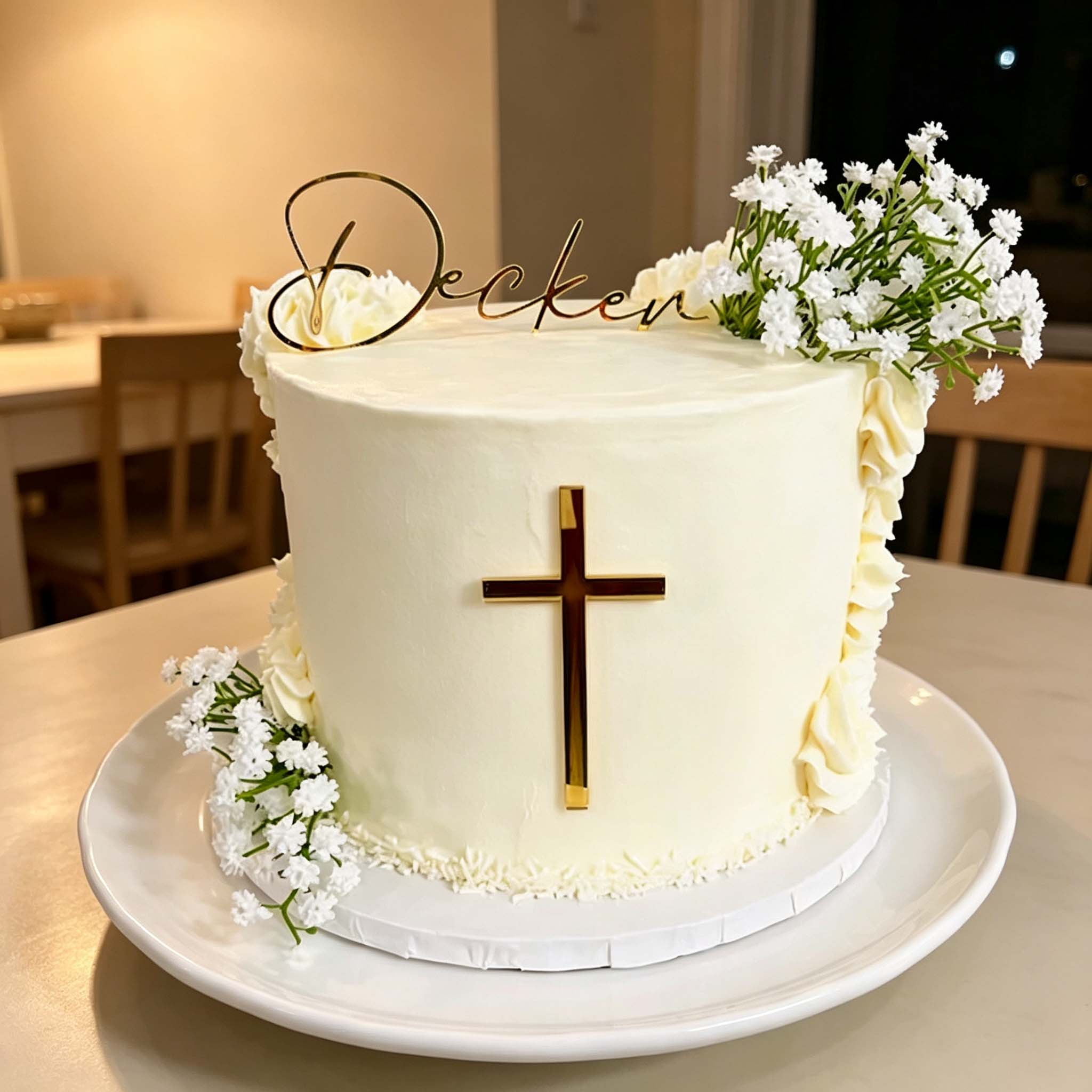 Decorative Mirror - Personalizowany Topper na Tort z Krzyżem